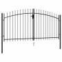 Cancela de valla doble puerta con puntas acero negro 3x1,5 m
