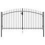 Cancela de valla doble puerta con puntas acero negro 3x1,5 m
