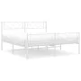 Metal bed frame with headboard and white footboard 135x190 cm by , Beds and slatted bases - Ref: Foro24-372343, Price: 103,43...