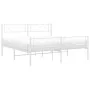 Metal bed frame with headboard and white footboard 135x190 cm by , Beds and slatted bases - Ref: Foro24-372343, Price: 103,43...