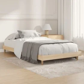 Sonoma oak engineered wood bed frame 100x200 cm by , Beds and slatted bases - Ref: Foro24-832056, Price: 80,21 €, Discount: %