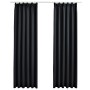 Cortinas opacas con ganchos 2 piezas negro 140x245 cm