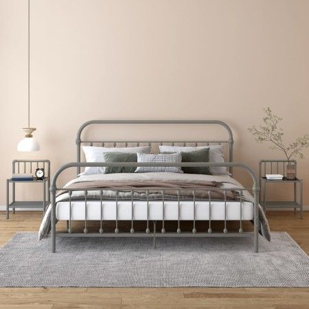 Mesitas de noche 2 unidades metal y vidrio gris y negro de vidaXL, Mesitas de noche - Ref: Foro24-325101, Precio: 45,41 €, De...