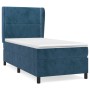Cama box spring con colchón terciopelo azul oscuro 90x190 cm
