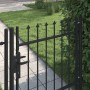Cancela de valla con una puerta y puntas acero negro 1x1 m