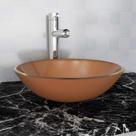 Lavabo de vidrio templado 42 cm marrón