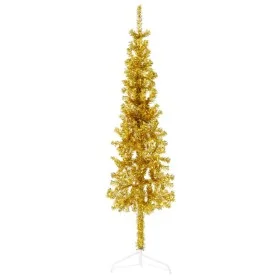 Medio árbol de Navidad artificial con soporte dorado 150 cm by , Christmas trees - Ref: Foro24-344590, Price: 13,43 €, Discou...