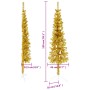 Medio árbol de Navidad artificial con soporte dorado 150 cm