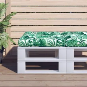Cushion for pallets, leaf print fabric, 60x61.5x10 cm by , Cushions for chairs and sofas - Ref: Foro24-360890, Price: 21,53 €...