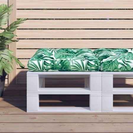 Cushion for pallets, leaf print fabric, 60x61.5x10 cm by , Cushions for chairs and sofas - Ref: Foro24-360890, Price: 21,53 €...