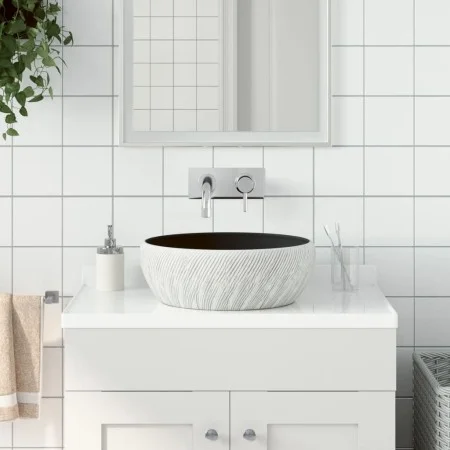 Round black and grey ceramic countertop sink Φ41x14 cm by , Sinks - Ref: Foro24-155061, Price: 98,93 €, Discount: %
