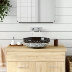 Round black and blue ceramic countertop sink Φ41x14 cm by , Sinks - Ref: Foro24-155063, Price: 92,64 €, Discount: %
