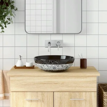 Round black and blue ceramic countertop sink Φ41x14 cm by , Sinks - Ref: Foro24-155063, Price: 96,27 €, Discount: %