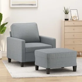 Armchair with stool light gray fabric 60 cm by , Sofas - Ref: Foro24-3201029, Price: 180,77 €, Discount: %