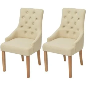 Dining chairs, 2 units, cream-colored fabric. by vidaXL, dining chairs - Ref: Foro24-243637, Price: 266,22 €, Discount: %
