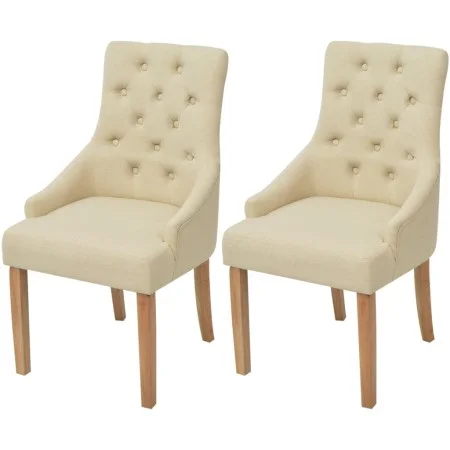 Esszimmerstühle 2 Einheiten aus cremefarbenem Stoff von vidaXL, Essstühle - Ref: Foro24-243637, Preis: 270,40 €, Rabatt: %