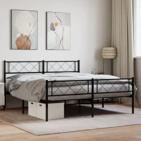 Bed frame with headboard and footboard black metal 120x190 cm by , Beds and slatted bases - Ref: Foro24-372292, Price: 99,69 ...