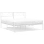 Bettgestell aus weißem Metall mit Kopfteil 160x200 cm von , Betten und Lattenroste - Ref: Foro24-372329, Preis: 116,45 €, Rab...