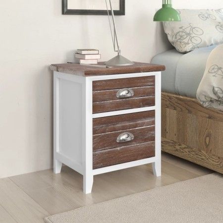 Mesitas de noche con 2 cajones 2 unidades marrón y blanco de vidaXL, Mesitas de noche - Ref: Foro24-242042, Precio: 68,20 €, ...