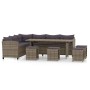 Set de sofás de jardín 6 piezas y cojines ratán sintético gris