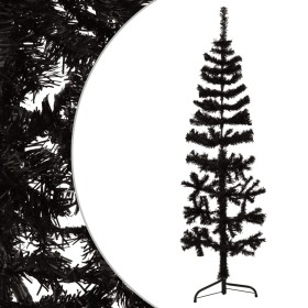 Medio árbol de Navidad artificial con soporte negro 150 cm