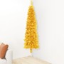 Medio árbol de Navidad artificial con soporte dorado 120 cm