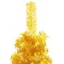 Medio árbol de Navidad artificial con soporte dorado 120 cm