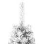 Mitad árbol Navidad artificial estrecho con nieve 120 cm