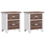 Mesitas de noche con 2 cajones 2 unidades marrón y blanco de vidaXL, Mesitas de noche - Ref: Foro24-242042, Precio: 68,20 €, ...