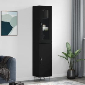 Aparador de madera contrachapada negro 34,5x34x180 cm by , Sideboards - Ref: Foro24-3199202, Price: 106,89 €, Discount: %