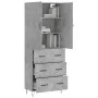 Aparador alto madera contrachapada gris hormigón 69,5x34x180 cm by , Sideboards - Ref: Foro24-3198085, Price: 169,79 €, Disco...