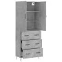 Aparador alto madera contrachapada gris hormigón 69,5x34x180 cm by , Sideboards - Ref: Foro24-3198085, Price: 169,79 €, Disco...