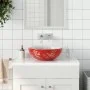 Aufsatzwaschbecken aus weiß-rotem Keramik, rund, Φ41x14 cm. von , Sinkt - Ref: Foro24-155052, Preis: 94,78 €, Rabatt: %