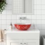 Aufsatzwaschbecken aus weiß-rotem Keramik, rund, Φ41x14 cm. von , Sinkt - Ref: Foro24-155052, Preis: 96,01 €, Rabatt: %