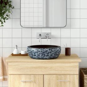 Lavabo sobre encimera redondo cerámica negro y azul Φ41x14 cm by , Sinks - Ref: Foro24-155065, Price: 106,53 €, Discount: %
