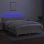Box spring bed with mattress and LED cream fabric 140x200 cm by , Beds and slatted bases - Ref: Foro24-3134042, Price: 439,85...