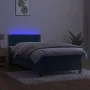 Box spring bed with mattress and LED dark blue velvet 90x190 cm by , Beds and slatted bases - Ref: Foro24-3134319, Price: 291...