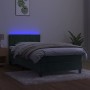 Box spring bed with mattress and LED dark green velvet 90x190 cm by , Beds and slatted bases - Ref: Foro24-3134378, Price: 28...