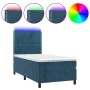 Box spring bed with mattress and LED dark blue velvet 90x190 cm by , Beds and slatted bases - Ref: Foro24-3136039, Price: 325...