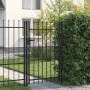 Cancela de valla con una puerta y puntas acero negro 1x1,5 m