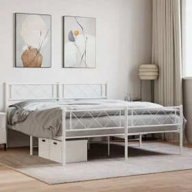 Metal bed frame with headboard and white footboard 120x200 cm by , Beds and slatted bases - Ref: Foro24-372342, Price: 85,70 ...