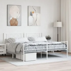 Metallbettgestell mit Kopf- und Fußteil weiß 183x213 cm von , Betten und Lattenroste - Ref: Foro24-372349, Preis: 119,16 €, R...