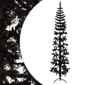 Medio árbol de Navidad artificial con soporte negro 180 cm