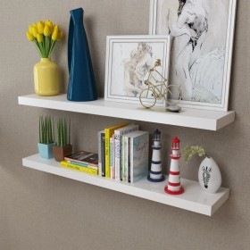 2pcs White MDF Floating Wall Shelves for Books/DVD by , Shelves and shelves - Ref: Foro24-242185, Price: 51,88 €, Discount: %