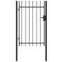 Cancela de valla con una puerta y puntas acero negro 1x1,5 m