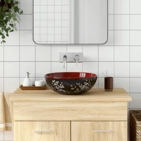 Red and black ceramic round countertop washbasin Φ41x14 cm by , Sinks - Ref: Foro24-155051, Price: 102,93 €, Discount: %