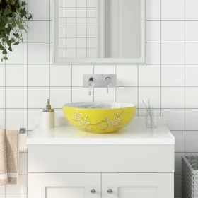 White yellow ceramic round countertop washbasin Φ41x14cm by , Sinks - Ref: Foro24-155053, Price: 116,77 €, Discount: %
