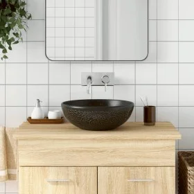 Black ceramic round countertop washbasin Φ41x14 cm by , Sinks - Ref: Foro24-155058, Price: 109,05 €, Discount: %