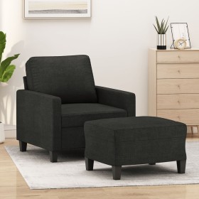 Sillón con taburete tela negro 60 cm