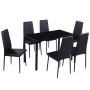 Black seven-piece dining table set by vidaXL, Furniture sets for kitchens and dining rooms - Ref: Foro24-242987, Price: 280,7...